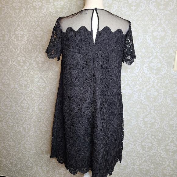 Asos Black Floral Crochet Overlay Dress Size 6 - Picture 2 of 14
